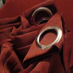 Elegant Red Curtain with Silver Grommets